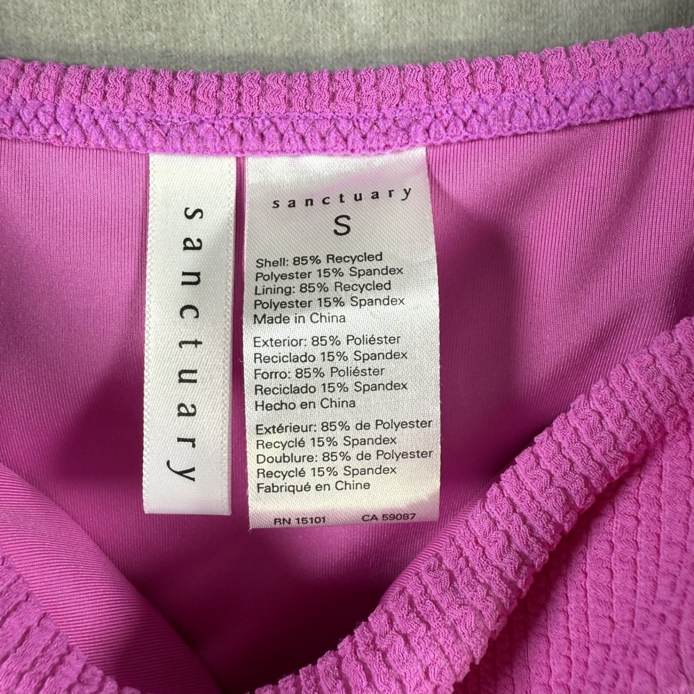 Sanctuary Tankini Women Small Pink Brown Color Block Shirred Side Cropped NWOT‎ - Picture 3 of 4